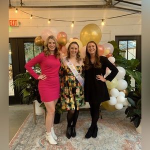 Pink Long Sleeved Party Dress! Perfect for a winter bridal or baby shower!